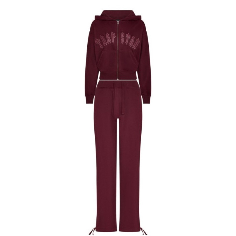 Női Trapstar Mesh Irongate Arch Hoodie Pulcsi Bordó | Hungary IU07-954