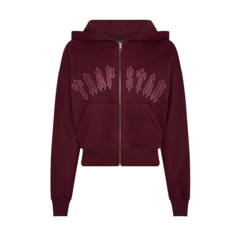 Női Trapstar Mesh Irongate Arch Hoodie Pulcsi Bordó | Hungary IU07-954