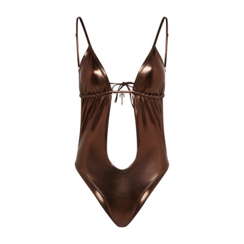 Női Trapstar Metallic Cutout One Piece Fürdőruha Barna | Hungary TF48-224