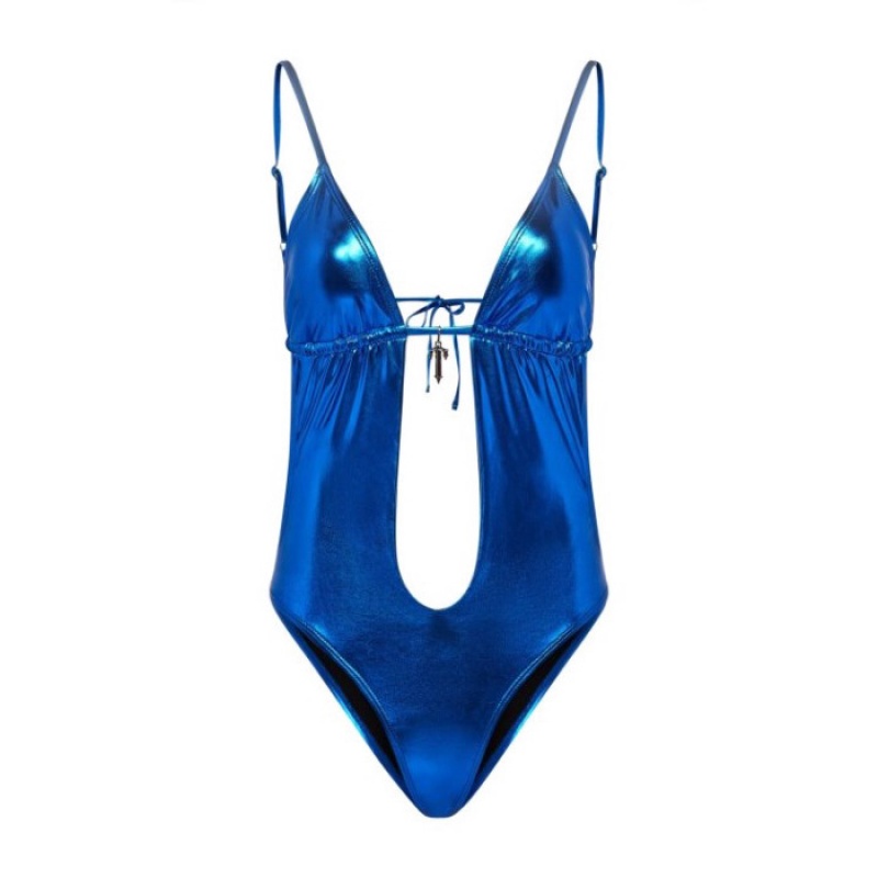 Női Trapstar Metallic Cutout One Piece Fürdőruha Kék | Hungary YW39-668
