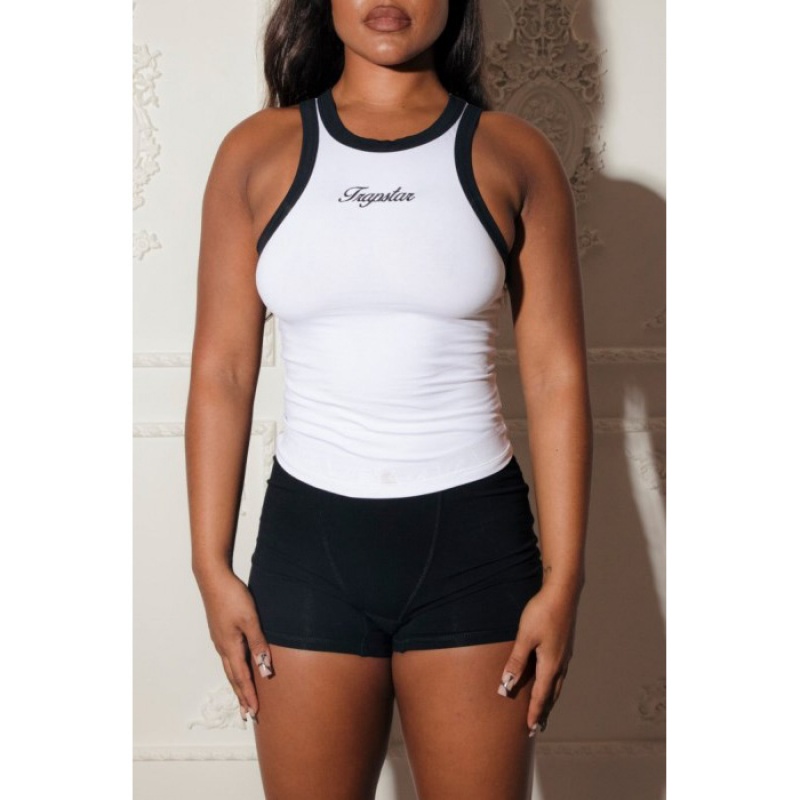 Női Trapstar Racer Vest Felső Fehér Fekete | Hungary MD21-398