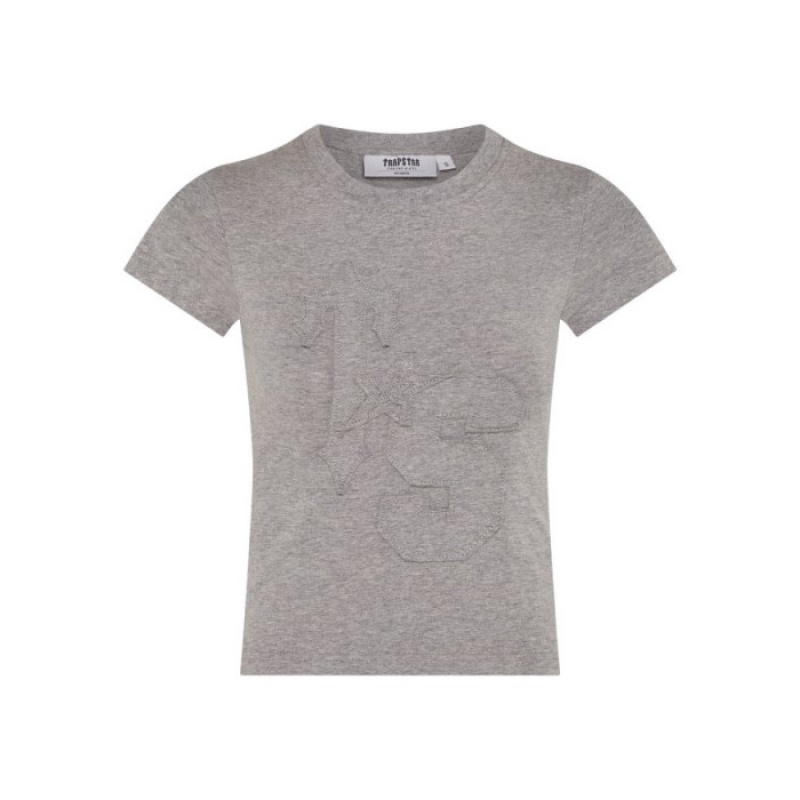 Női Trapstar TS-Star Applique Baby Tee Felső Szürke | Hungary YI49-976