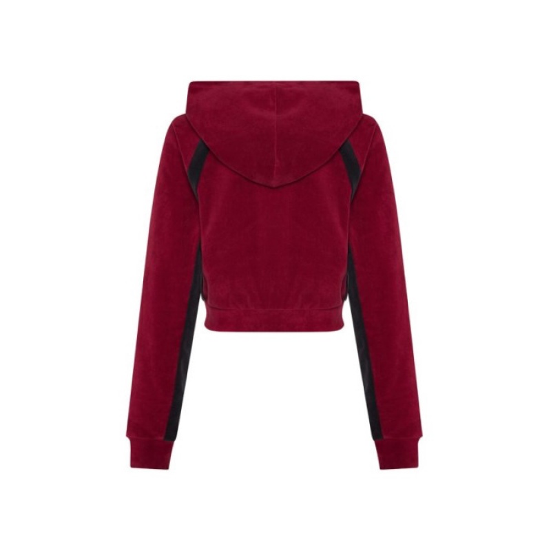 Női Trapstar TS-Star Contrast Panel Velour Hoodie Pulcsi Bordó | Hungary DT13-655