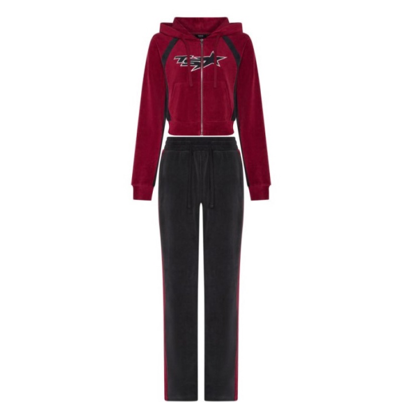 Női Trapstar TS-Star Velour Pálya Bottoms Nadrág Bordó | Hungary IN95-663