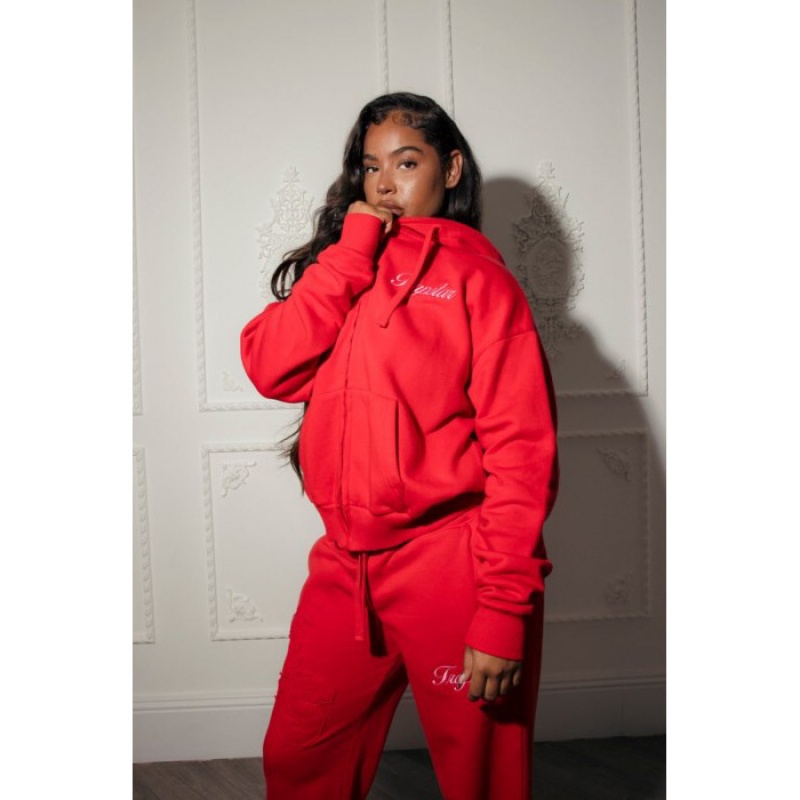 Női Trapstar TS-Star Zip Up Pálya Felső Piros | Hungary KE45-174
