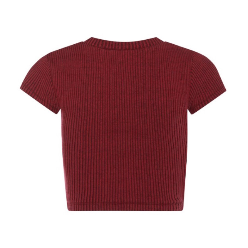 Női Trapstar Two Tone Rib Tee Felső Piros Fekete | Hungary QK21-488